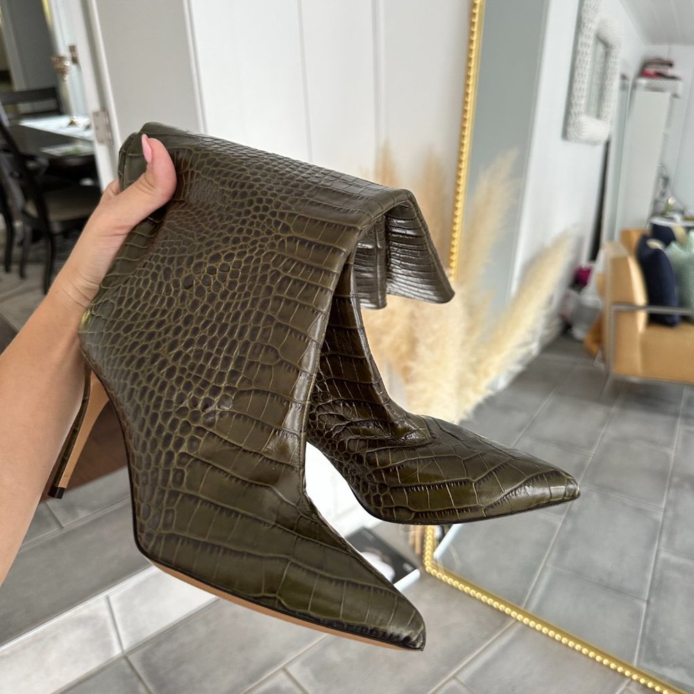 ALEXANDRE VAUTHIER GREEN ‘ALEX’ HEELED KNEE-HIGH BOOTS size 39